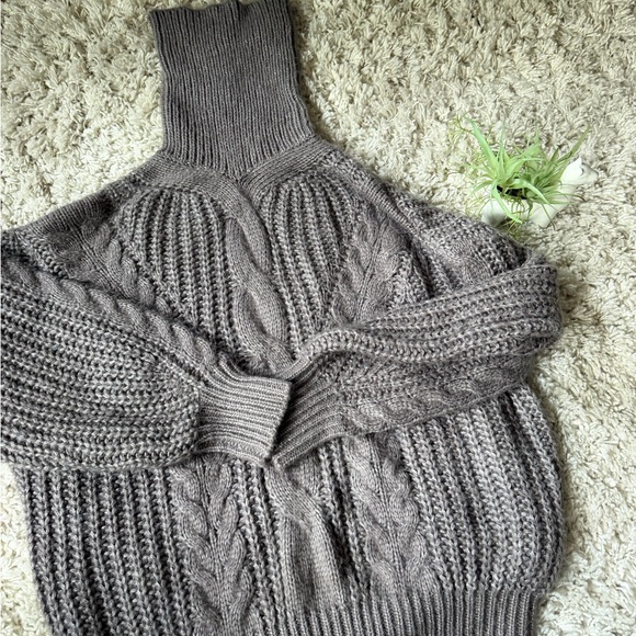 Fate Sweaters - Fate Heather Gray chunky sweater weather Winter Cable Knit Turtleneck Sweater